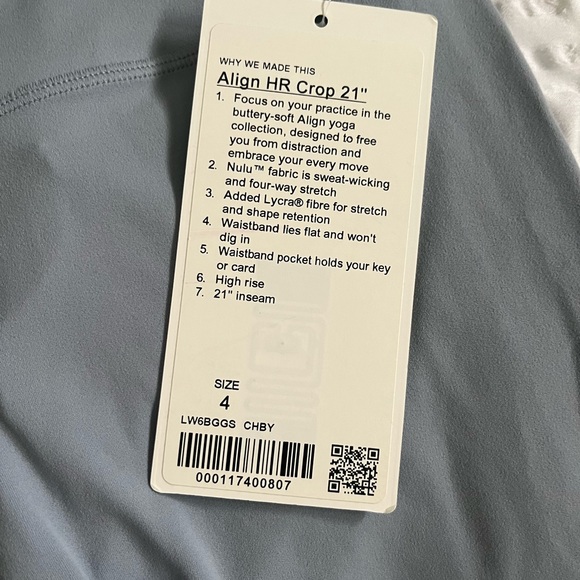 BNWT Lululemon Align Crop Chambray - Picture 2 of 4